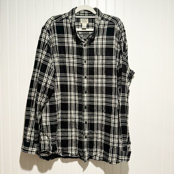 L.L. Bean Other - LL Bean Plaid Flannel Shirt Black White Mens XL Tall